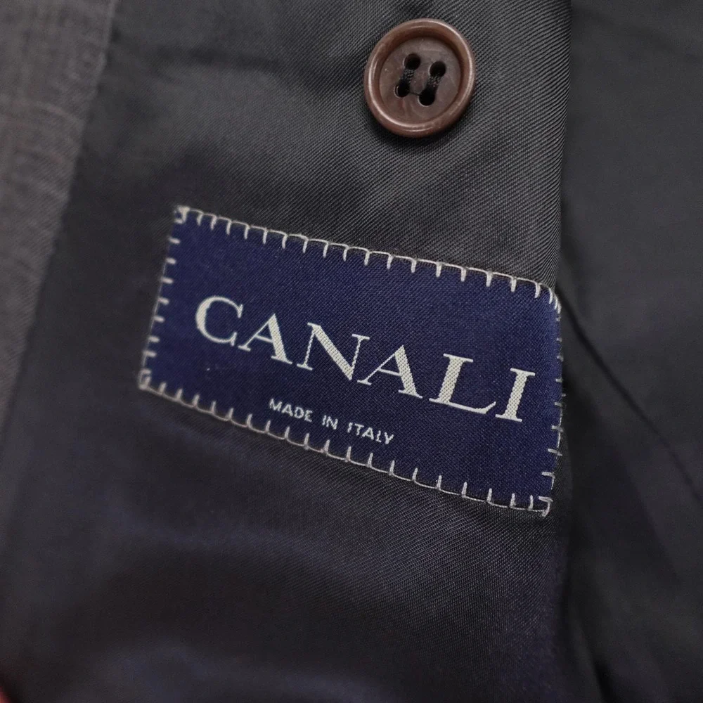 Canali Blazer Mens 42 IT 52 Gray Check Wool 3 Button Sport Coat Made Italy